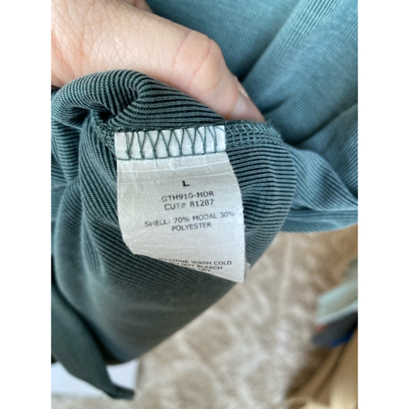 Green Envelope Ribbed Button-Up Collared Shirt Dark Academia Preppy Fairycore L - Picture 5 of 6